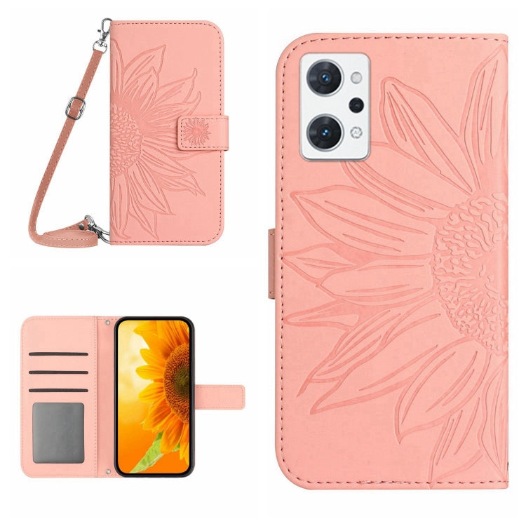 Skin Feel Sun Flower Pattern Flip Leather Phone Case with Lanyard, For OPPO Reno7 5G/Find X5 Lite, For OPPO Reno7 A Japan Edition, For OPPO Reno7 Lite/Reno8 Lite/Reno7 Z 5G, For OPPO Reno8 4G/Reno8 5G