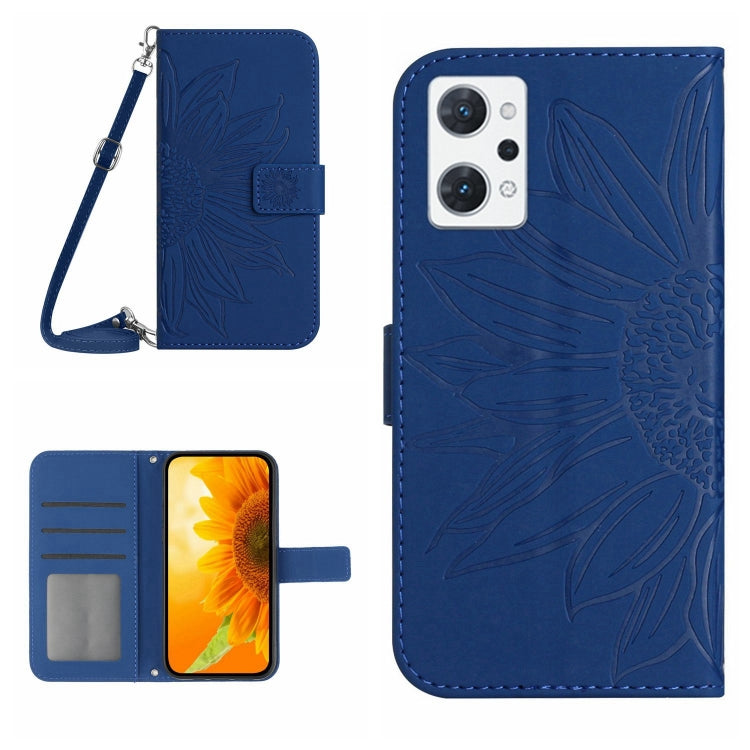Skin Feel Sun Flower Pattern Flip Leather Phone Case with Lanyard, For OPPO Reno7 5G/Find X5 Lite, For OPPO Reno7 A Japan Edition, For OPPO Reno7 Lite/Reno8 Lite/Reno7 Z 5G, For OPPO Reno8 4G/Reno8 5G