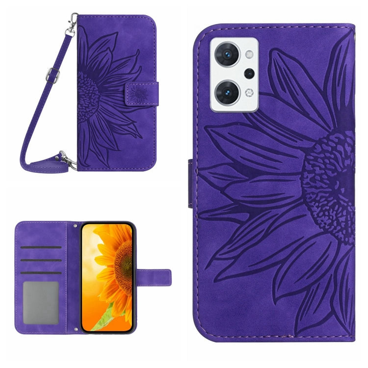 Skin Feel Sun Flower Pattern Flip Leather Phone Case with Lanyard, For OPPO Reno7 5G/Find X5 Lite, For OPPO Reno7 A Japan Edition, For OPPO Reno7 Lite/Reno8 Lite/Reno7 Z 5G, For OPPO Reno8 4G/Reno8 5G