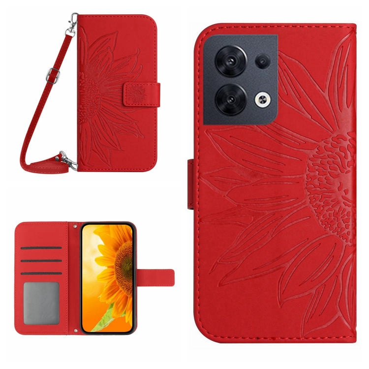 Skin Feel Sun Flower Pattern Flip Leather Phone Case with Lanyard, For OPPO Reno7 5G/Find X5 Lite, For OPPO Reno7 A Japan Edition, For OPPO Reno7 Lite/Reno8 Lite/Reno7 Z 5G, For OPPO Reno8 4G/Reno8 5G