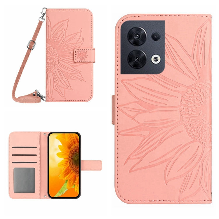 Skin Feel Sun Flower Pattern Flip Leather Phone Case with Lanyard, For OPPO Reno7 5G/Find X5 Lite, For OPPO Reno7 A Japan Edition, For OPPO Reno7 Lite/Reno8 Lite/Reno7 Z 5G, For OPPO Reno8 4G/Reno8 5G