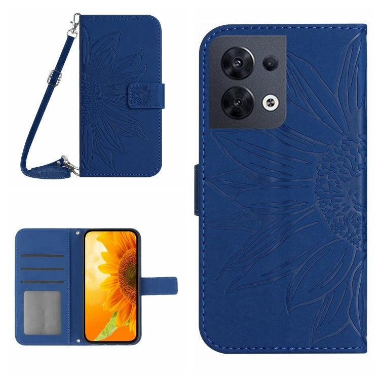 Skin Feel Sun Flower Pattern Flip Leather Phone Case with Lanyard, For OPPO Reno7 5G/Find X5 Lite, For OPPO Reno7 A Japan Edition, For OPPO Reno7 Lite/Reno8 Lite/Reno7 Z 5G, For OPPO Reno8 4G/Reno8 5G