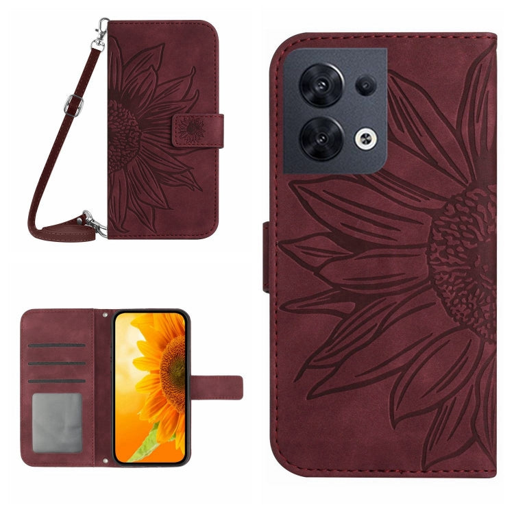 Skin Feel Sun Flower Pattern Flip Leather Phone Case with Lanyard, For OPPO Reno7 5G/Find X5 Lite, For OPPO Reno7 A Japan Edition, For OPPO Reno7 Lite/Reno8 Lite/Reno7 Z 5G, For OPPO Reno8 4G/Reno8 5G