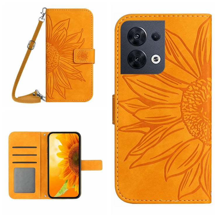 Skin Feel Sun Flower Pattern Flip Leather Phone Case with Lanyard, For OPPO Reno7 5G/Find X5 Lite, For OPPO Reno7 A Japan Edition, For OPPO Reno7 Lite/Reno8 Lite/Reno7 Z 5G, For OPPO Reno8 4G/Reno8 5G