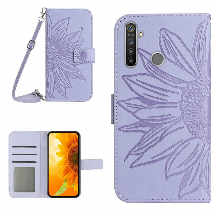 Skin Feel Sun Flower Pattern Flip Leather Phone Case with Lanyard, For Realme 5, For Realme 5 Pro, For Realme 6, For Realme 6 Pro