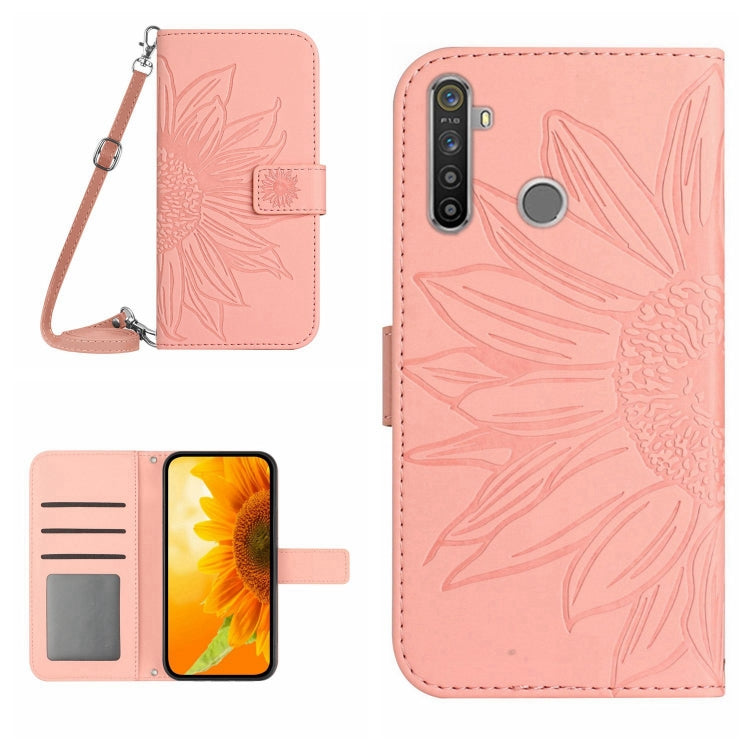 Skin Feel Sun Flower Pattern Flip Leather Phone Case with Lanyard, For Realme 5, For Realme 5 Pro, For Realme 6, For Realme 6 Pro