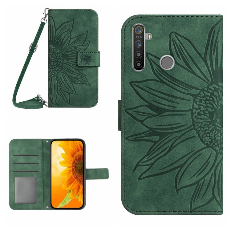 Skin Feel Sun Flower Pattern Flip Leather Phone Case with Lanyard, For Realme 5, For Realme 5 Pro, For Realme 6, For Realme 6 Pro