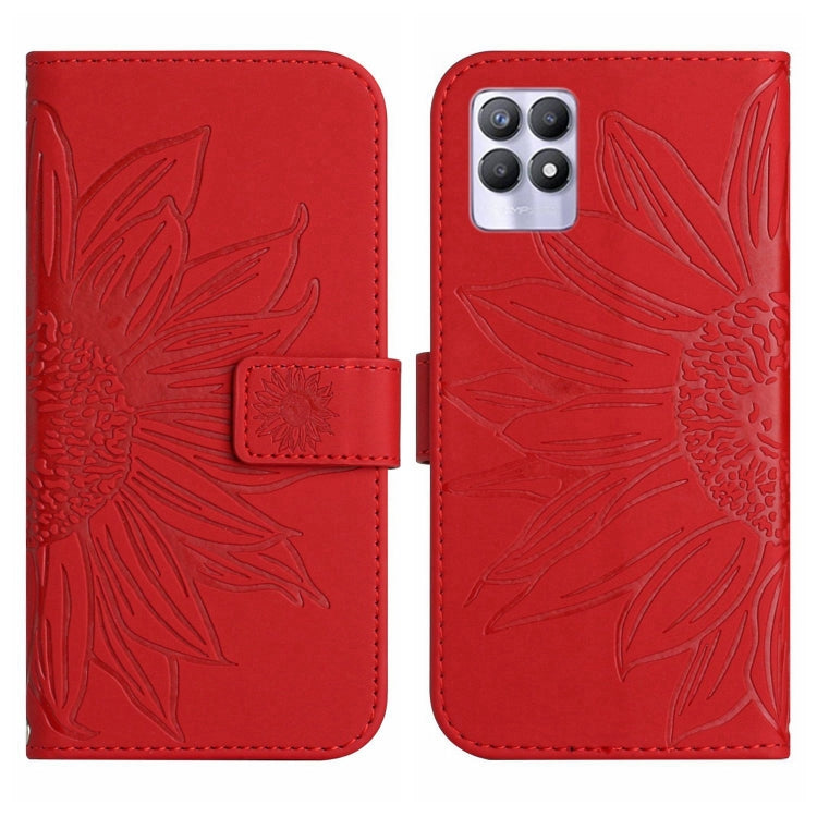 Skin Feel Sun Flower Pattern Flip Leather Phone Case with Lanyard, For Realme 8i/Narzo 50 4G, For Realme 9 4G/Realme 9 Pro+ 5G, For Realme 9 Pro 5G, For Realme 9i/A36/A76/A96 4G