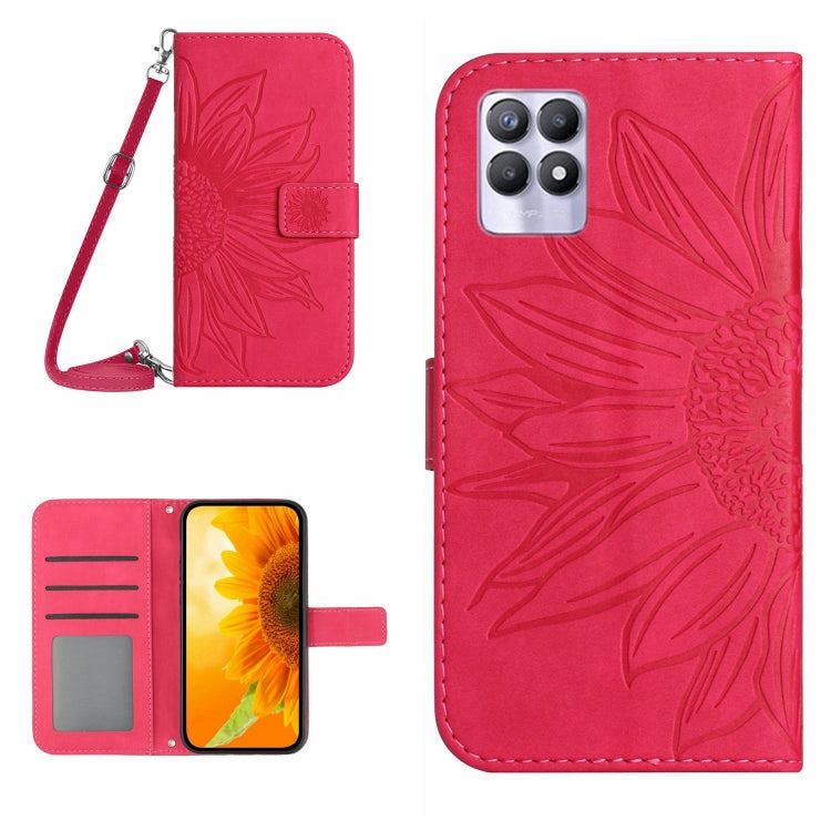 Skin Feel Sun Flower Pattern Flip Leather Phone Case with Lanyard, For Realme 8i/Narzo 50 4G, For Realme 9 4G/Realme 9 Pro+ 5G, For Realme 9 Pro 5G, For Realme 9i/A36/A76/A96 4G