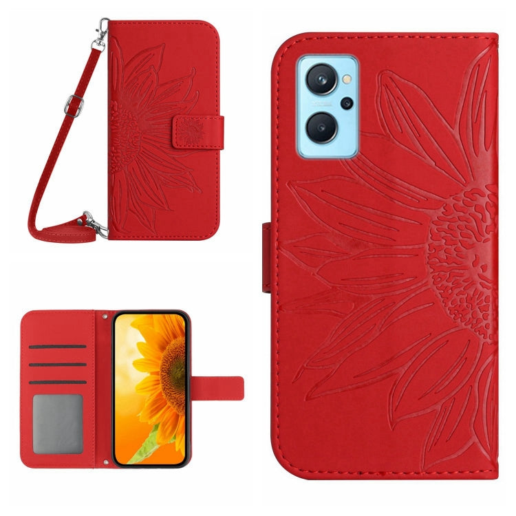 Skin Feel Sun Flower Pattern Flip Leather Phone Case with Lanyard, For Realme 8i/Narzo 50 4G, For Realme 9 4G/Realme 9 Pro+ 5G, For Realme 9 Pro 5G, For Realme 9i/A36/A76/A96 4G