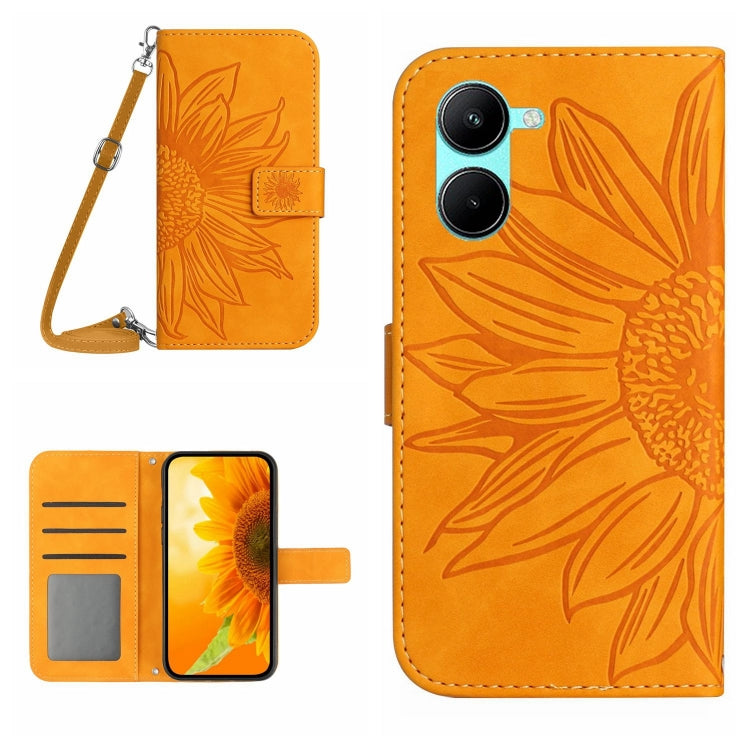 Skin Feel Sun Flower Pattern Flip Leather Phone Case with Lanyard, For Realme 10 4G, For Realme 10 5G, For Realme C11, For Realme C12/C15/C25