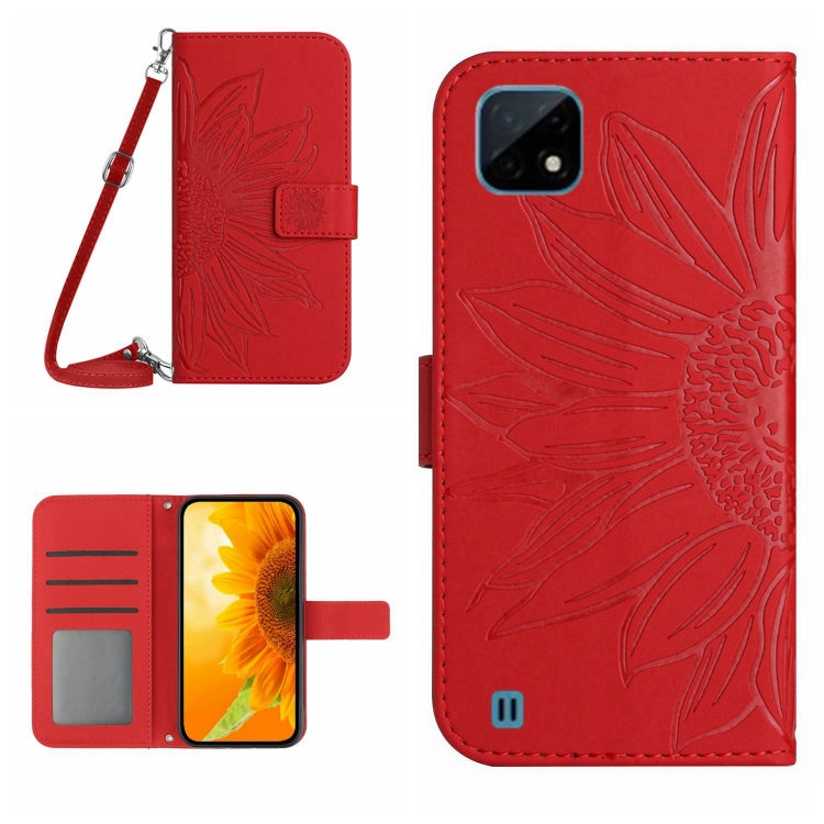 Skin Feel Sun Flower Pattern Flip Leather Phone Case with Lanyard, For Realme 10 4G, For Realme 10 5G, For Realme C11, For Realme C12/C15/C25