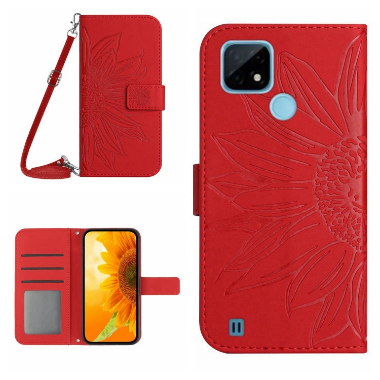 Skin Feel Sun Flower Pattern Flip Leather Phone Case with Lanyard, For Realme C20/C21, For Realme C30/Narzo 50i Prime, For Realme C31, For Realme C33