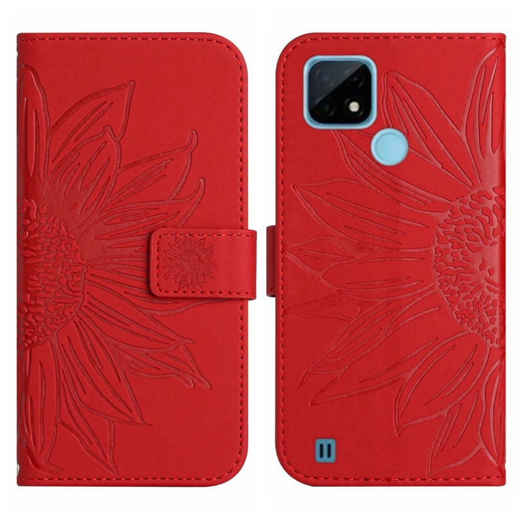 Skin Feel Sun Flower Pattern Flip Leather Phone Case with Lanyard, For Realme C20/C21, For Realme C30/Narzo 50i Prime, For Realme C31, For Realme C33