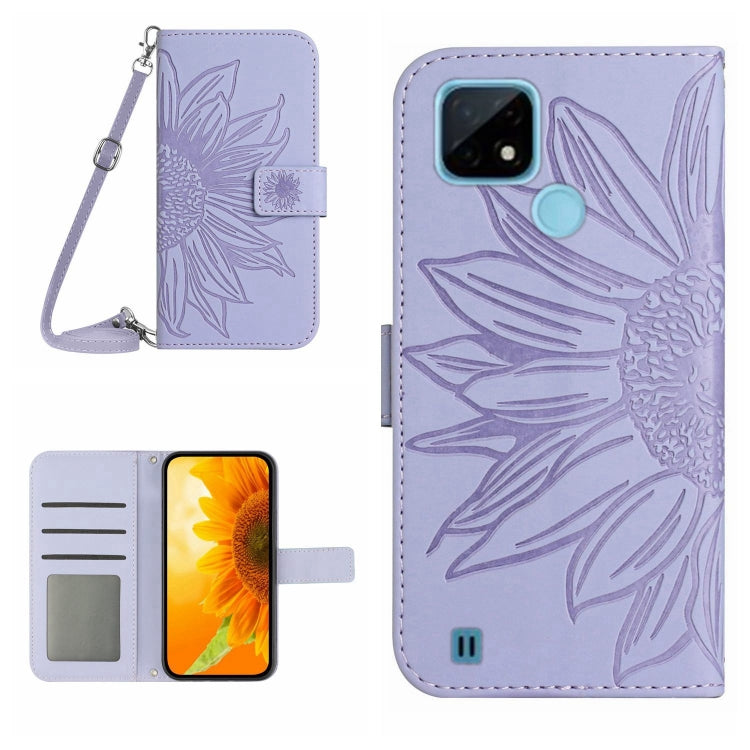 Skin Feel Sun Flower Pattern Flip Leather Phone Case with Lanyard, For Realme C20/C21, For Realme C30/Narzo 50i Prime, For Realme C31, For Realme C33