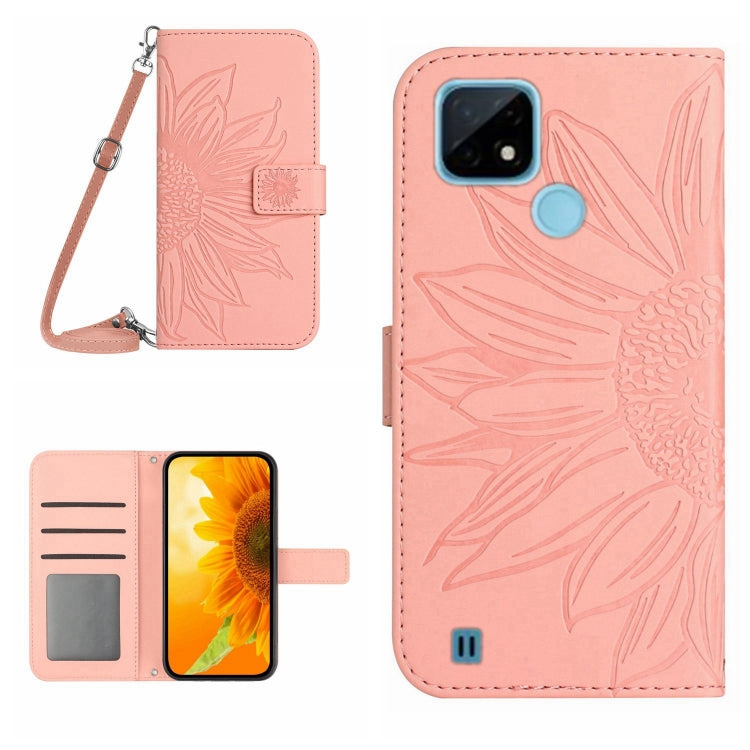 Skin Feel Sun Flower Pattern Flip Leather Phone Case with Lanyard, For Realme C20/C21, For Realme C30/Narzo 50i Prime, For Realme C31, For Realme C33