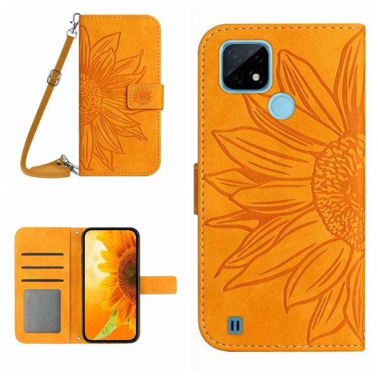 Skin Feel Sun Flower Pattern Flip Leather Phone Case with Lanyard, For Realme C20/C21, For Realme C30/Narzo 50i Prime, For Realme C31, For Realme C33