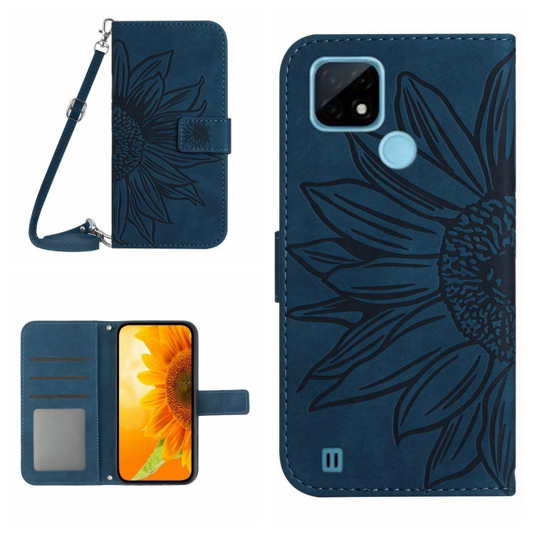 Skin Feel Sun Flower Pattern Flip Leather Phone Case with Lanyard, For Realme C20/C21, For Realme C30/Narzo 50i Prime, For Realme C31, For Realme C33