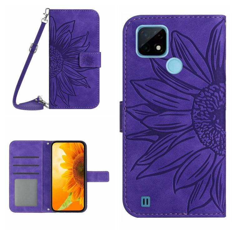Skin Feel Sun Flower Pattern Flip Leather Phone Case with Lanyard, For Realme C20/C21, For Realme C30/Narzo 50i Prime, For Realme C31, For Realme C33