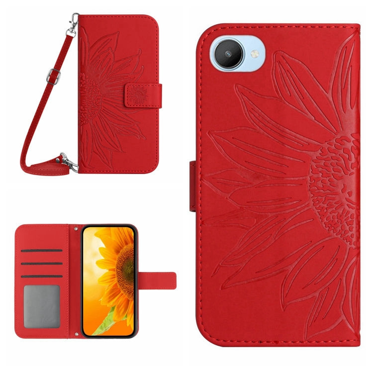 Skin Feel Sun Flower Pattern Flip Leather Phone Case with Lanyard, For Realme C20/C21, For Realme C30/Narzo 50i Prime, For Realme C31, For Realme C33