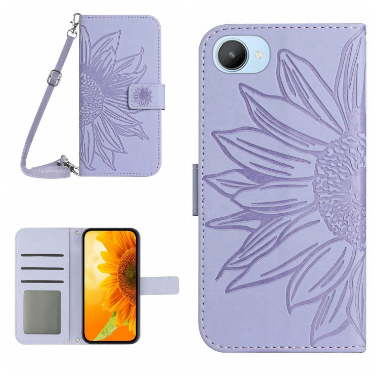 Skin Feel Sun Flower Pattern Flip Leather Phone Case with Lanyard, For Realme C20/C21, For Realme C30/Narzo 50i Prime, For Realme C31, For Realme C33
