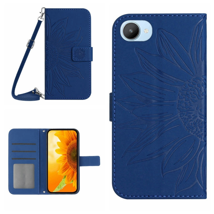 Skin Feel Sun Flower Pattern Flip Leather Phone Case with Lanyard, For Realme C20/C21, For Realme C30/Narzo 50i Prime, For Realme C31, For Realme C33