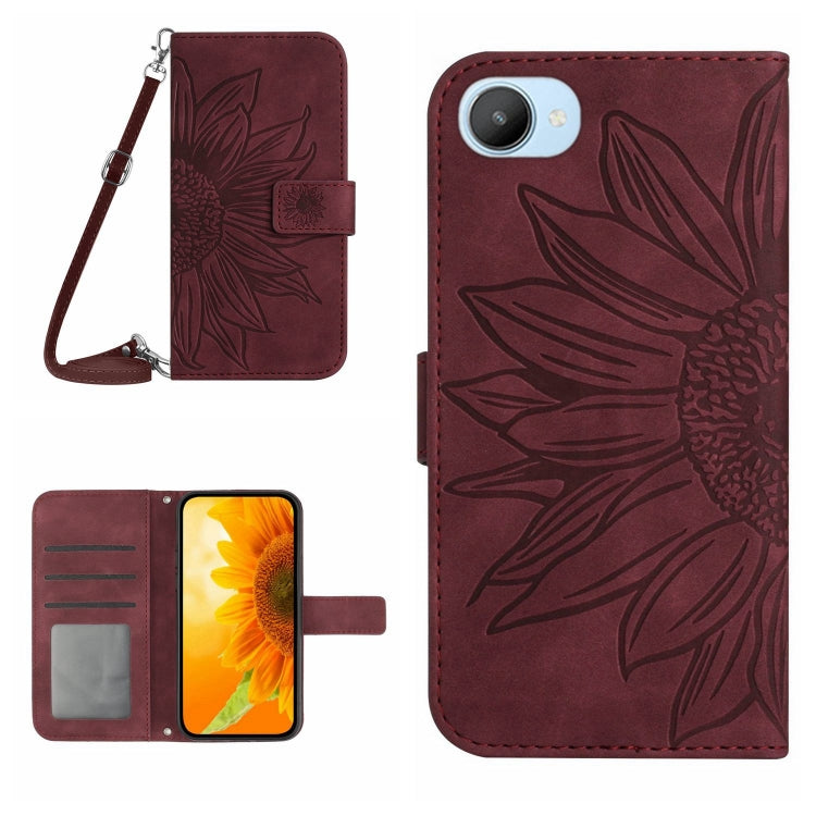 Skin Feel Sun Flower Pattern Flip Leather Phone Case with Lanyard, For Realme C20/C21, For Realme C30/Narzo 50i Prime, For Realme C31, For Realme C33