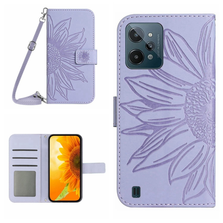 Skin Feel Sun Flower Pattern Flip Leather Phone Case with Lanyard, For Realme C20/C21, For Realme C30/Narzo 50i Prime, For Realme C31, For Realme C33