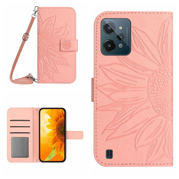 Skin Feel Sun Flower Pattern Flip Leather Phone Case with Lanyard, For Realme C20/C21, For Realme C30/Narzo 50i Prime, For Realme C31, For Realme C33
