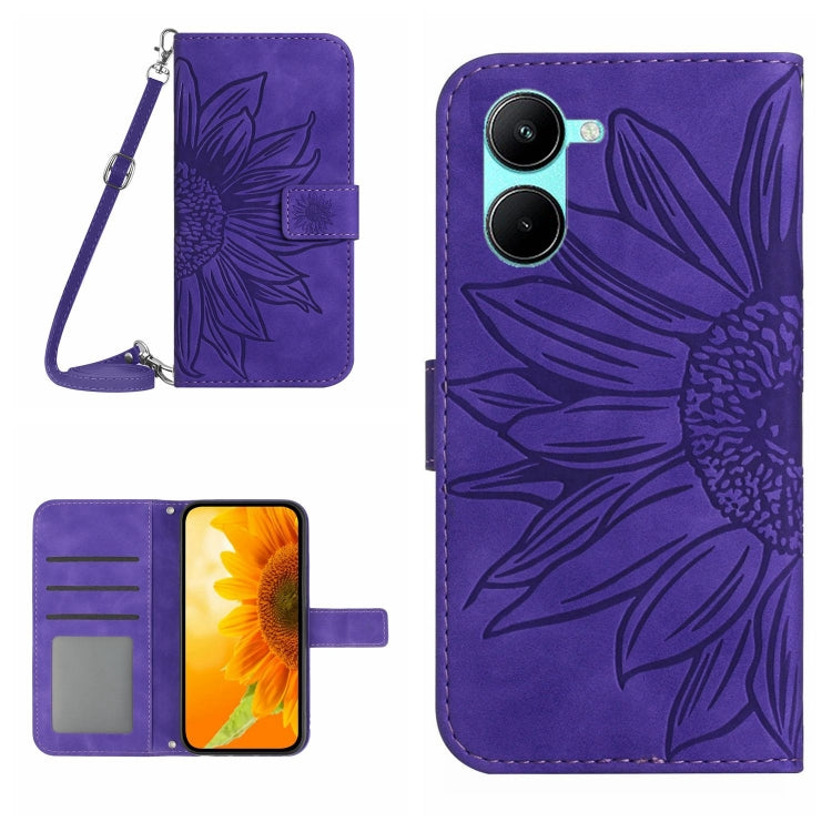 Skin Feel Sun Flower Pattern Flip Leather Phone Case with Lanyard, For Realme C20/C21, For Realme C30/Narzo 50i Prime, For Realme C31, For Realme C33