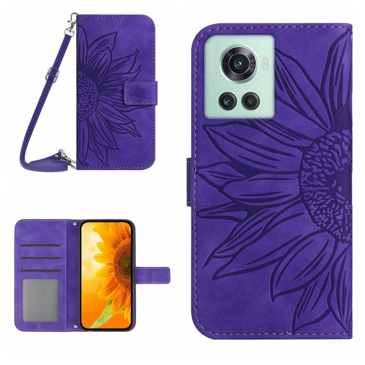 Skin Feel Sun Flower Pattern Flip Leather Phone Case with Lanyard, For OnePlus 10 Pro, For OnePlus 10R, For OnePlus 10T, For OnePlus Nord 2