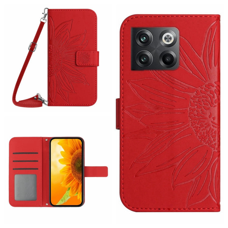 Skin Feel Sun Flower Pattern Flip Leather Phone Case with Lanyard, For OnePlus 10 Pro, For OnePlus 10R, For OnePlus 10T, For OnePlus Nord 2