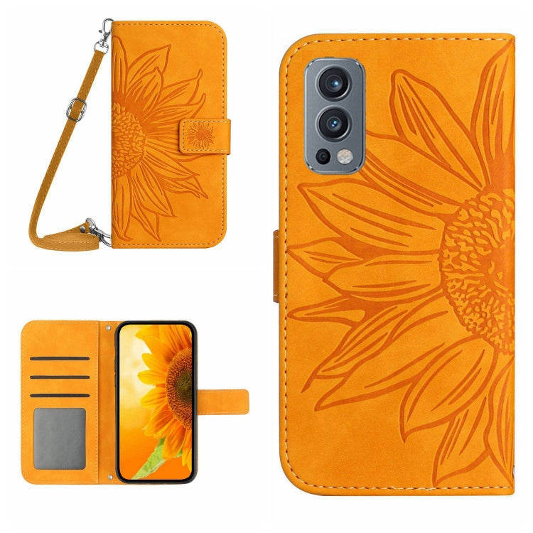 Skin Feel Sun Flower Pattern Flip Leather Phone Case with Lanyard, For OnePlus 10 Pro, For OnePlus 10R, For OnePlus 10T, For OnePlus Nord 2