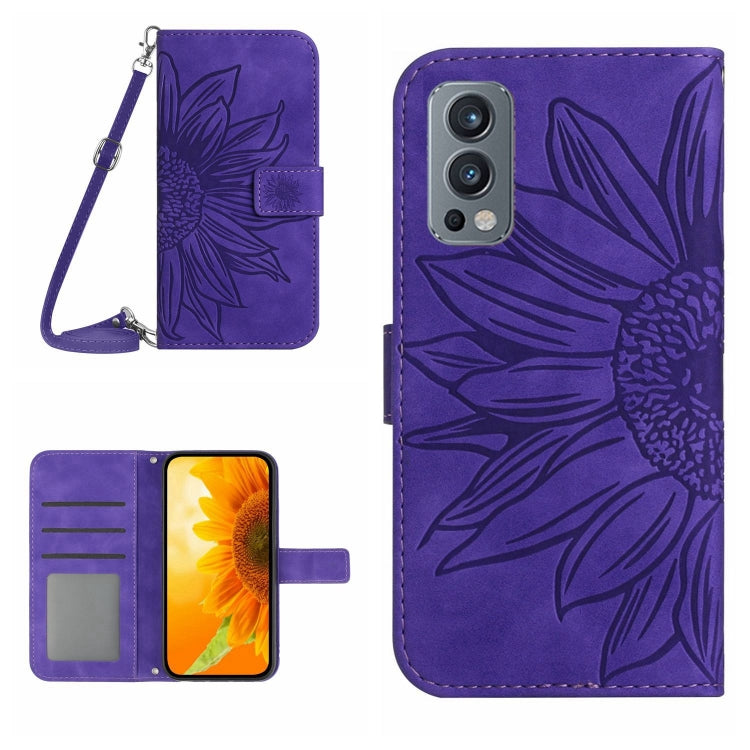 Skin Feel Sun Flower Pattern Flip Leather Phone Case with Lanyard, For OnePlus 10 Pro, For OnePlus 10R, For OnePlus 10T, For OnePlus Nord 2