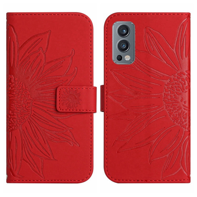 Skin Feel Sun Flower Pattern Flip Leather Phone Case with Lanyard, For OnePlus Nord 2T, For OnePlus Nord CE 5G, For OnePlus Nord CE 2 5G, For OnePlus Nord CE 2 Lite/Realme 9 Pro 5G