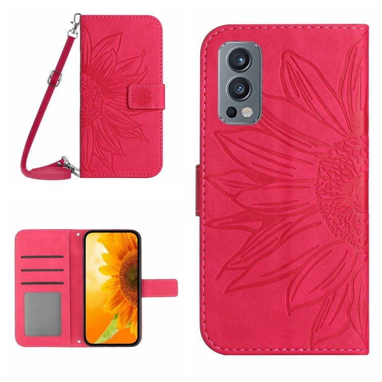 Skin Feel Sun Flower Pattern Flip Leather Phone Case with Lanyard, For OnePlus Nord 2T, For OnePlus Nord CE 5G, For OnePlus Nord CE 2 5G, For OnePlus Nord CE 2 Lite/Realme 9 Pro 5G