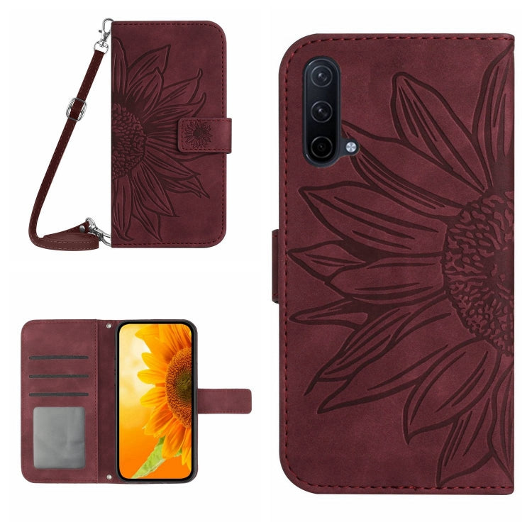 Skin Feel Sun Flower Pattern Flip Leather Phone Case with Lanyard, For OnePlus Nord 2T, For OnePlus Nord CE 5G, For OnePlus Nord CE 2 5G, For OnePlus Nord CE 2 Lite/Realme 9 Pro 5G