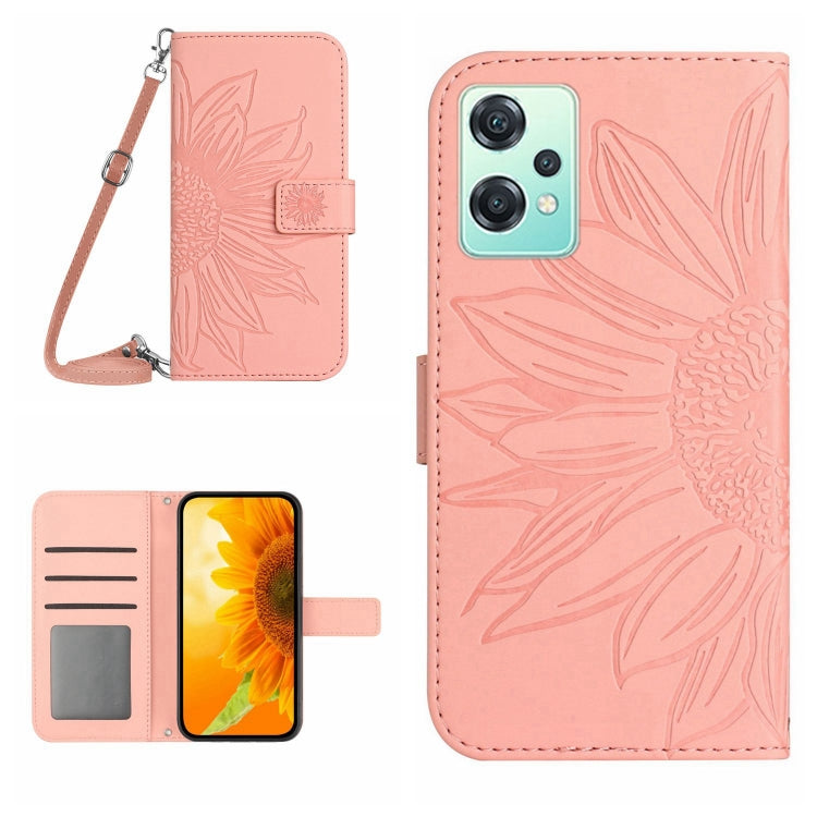 Skin Feel Sun Flower Pattern Flip Leather Phone Case with Lanyard, For OnePlus Nord 2T, For OnePlus Nord CE 5G, For OnePlus Nord CE 2 5G, For OnePlus Nord CE 2 Lite/Realme 9 Pro 5G