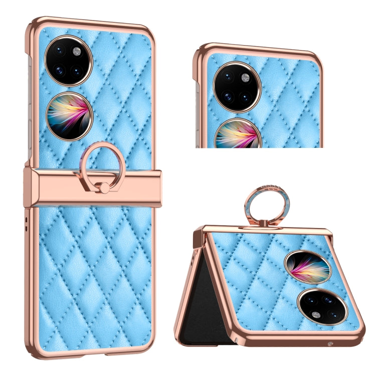 Grid Leather Pattern Electroplating Frame Folding Phone Case, For Huawei P50 Pocket, For Samsung Galaxy Z Flip3 5G, For Samsung Galaxy Z Flip4