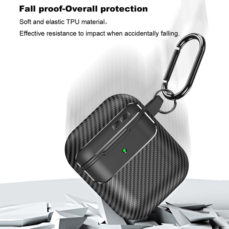 Carbon Fiber Texture Anti-fall Earphone Protective Case, For AirPods 1 / 2, For AirPods 3, For AirPods Pro