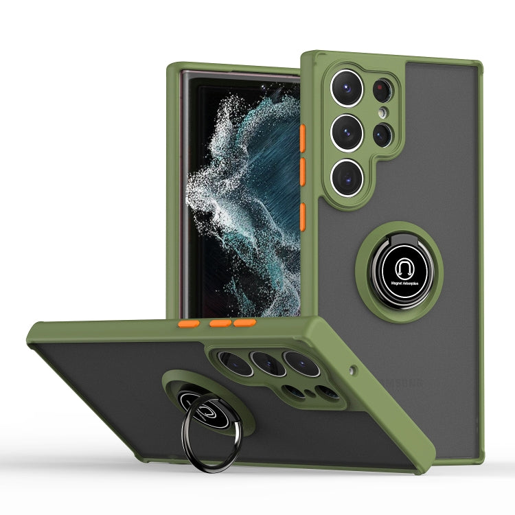 Q Shadow I Ring Holder PC and TPU Hybrid Phone Case, For Samsung Galaxy S23 Ultra 5G