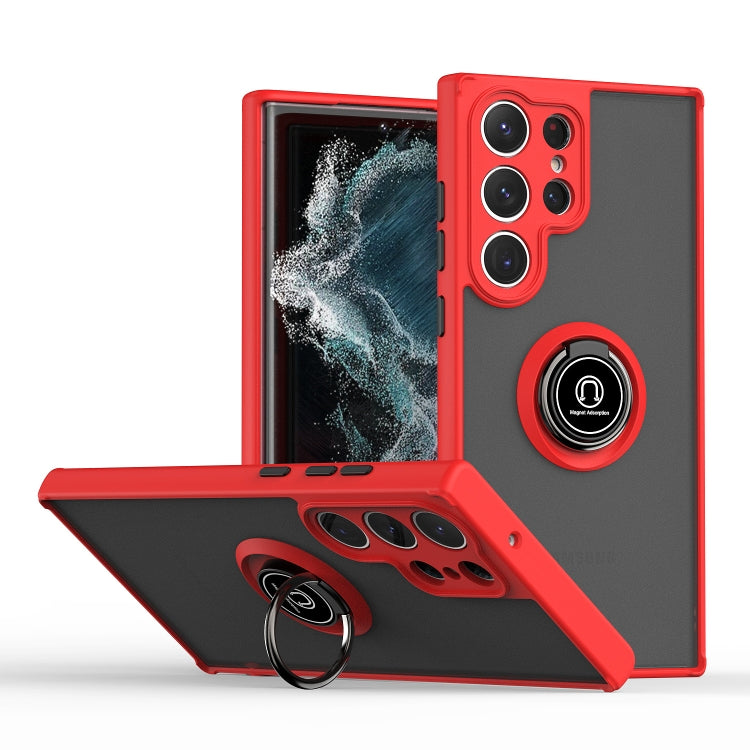Q Shadow I Ring Holder PC and TPU Hybrid Phone Case, For Samsung Galaxy S23 Ultra 5G
