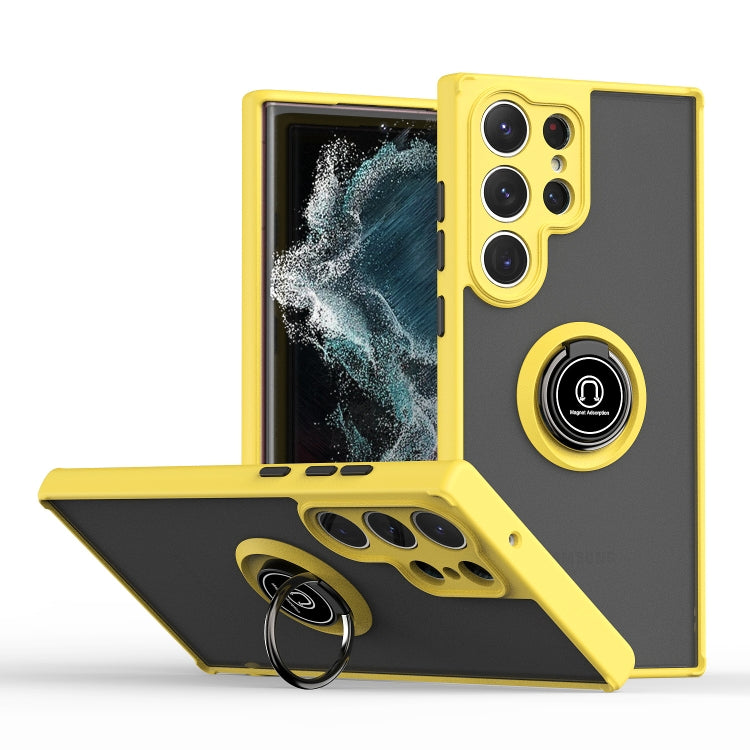 Q Shadow I Ring Holder PC and TPU Hybrid Phone Case, For Samsung Galaxy S23 Ultra 5G