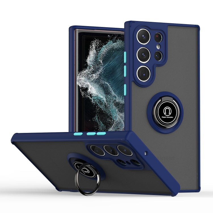 Q Shadow I Ring Holder PC and TPU Hybrid Phone Case, For Samsung Galaxy S23 Ultra 5G