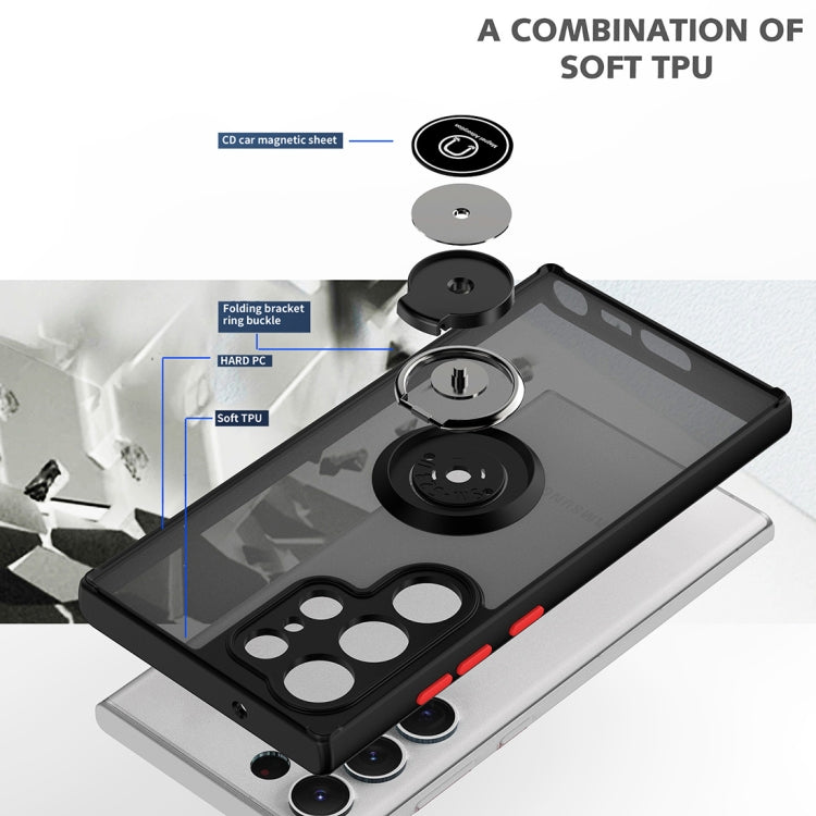 Q Shadow I Ring Holder PC and TPU Hybrid Phone Case, For Samsung Galaxy S23 Ultra 5G