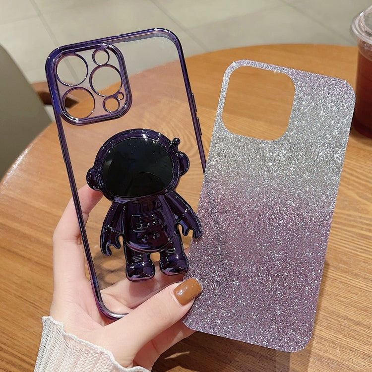 Astronaut Holder Gradient Glitter Powder Phone Case, For iPhone 14, For iPhone 14 Plus, For iPhone 14 Pro, For iPhone 14 Pro Max, For iPhone 13, For iPhone 13 Pro