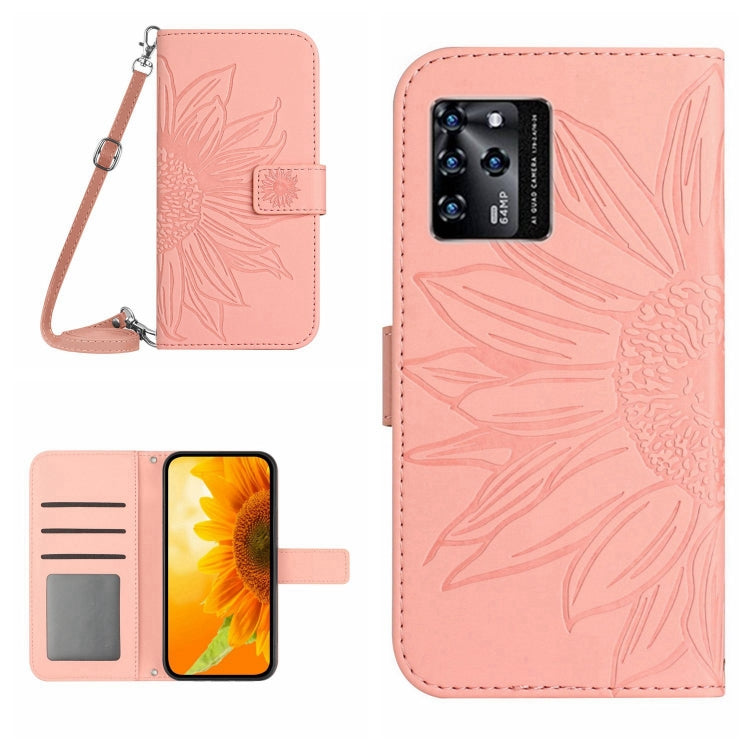 Skin Feel Sun Flower Pattern Flip Leather Phone Case with Lanyard, For ZTE Blade A71, For ZTE Blade L210, For ZTE Blade V30, For ZTE Blade V30 Vita