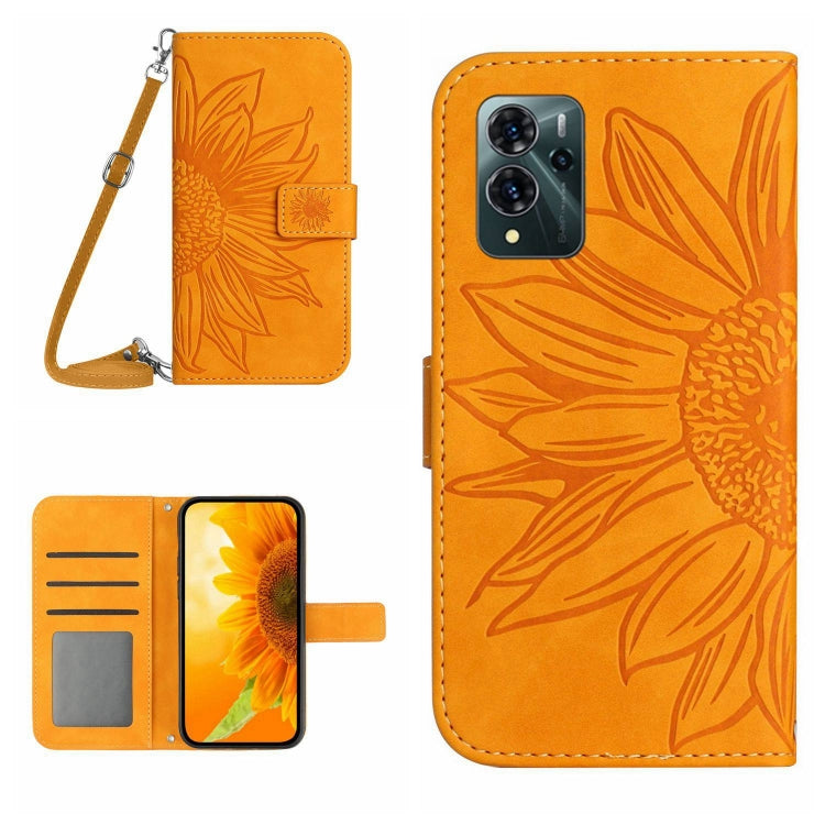 Skin Feel Sun Flower Pattern Flip Leather Phone Case with Lanyard, For ZTE Blade V40 Pro, For ZTE Blade V40 Vita / A72, For ZTE Libero 5G, For ZTE Libero 5G II A103ZT Japan Edition
