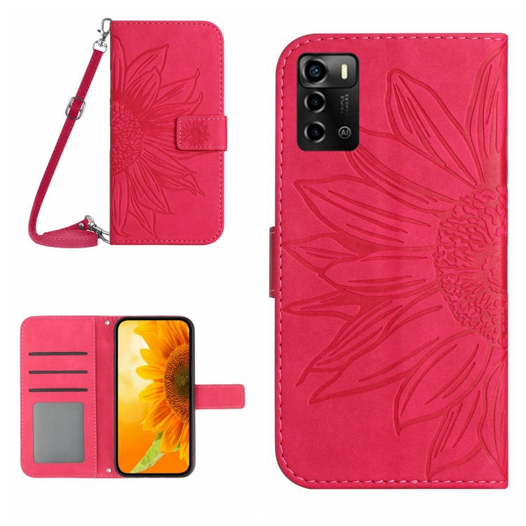 Skin Feel Sun Flower Pattern Flip Leather Phone Case with Lanyard, For ZTE Blade V40 Pro, For ZTE Blade V40 Vita / A72, For ZTE Libero 5G, For ZTE Libero 5G II A103ZT Japan Edition