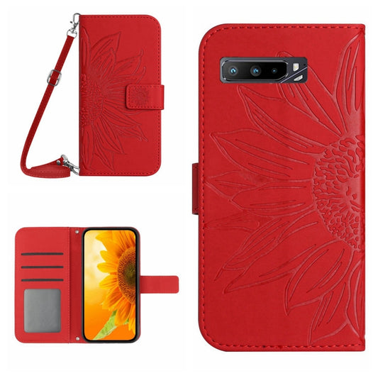 Skin Feel Sun Flower Pattern Flip Leather Phone Case with Lanyard, For Asus ROG Phone 3 ZS661KS, For Asus ROG Phone 5 ZS673KS, For Asus ROG Phone 6, For Asus ROG Phone 6 Pro